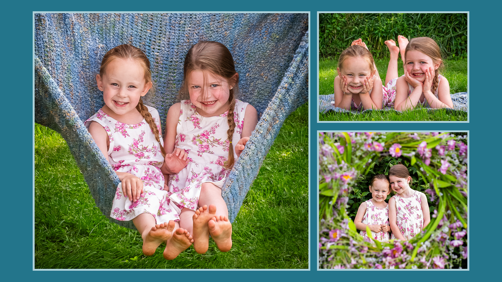 Two young cousins pose for summer photos