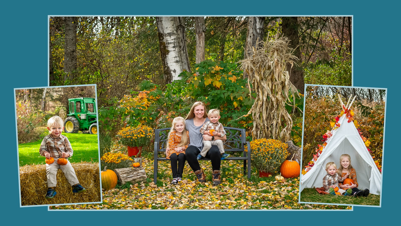 Fall Favorites Session: Mother and her two children pose for fall photos